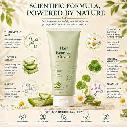 Alcuras™ Natural Gentle Hair Removal Cream | For Women & Men, Sensitive Skin